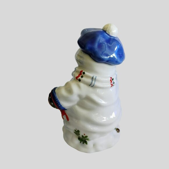 Priscilla Hillman Snow Folks Enesco "Lets Have A Ball" Vintage Snowman Figurine - Picture 4 of 9